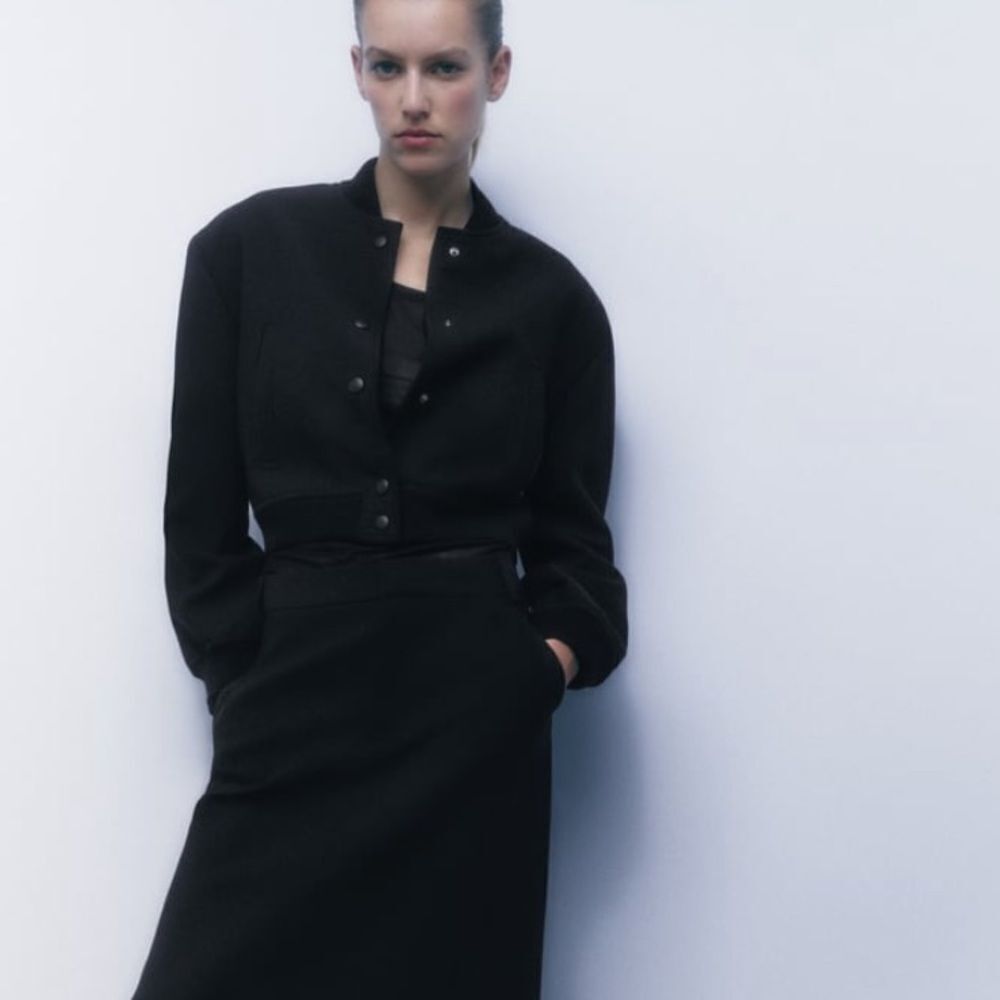 ZARA BASIC blk linen/wool blend‎ womens dressy jacket XS New without tag